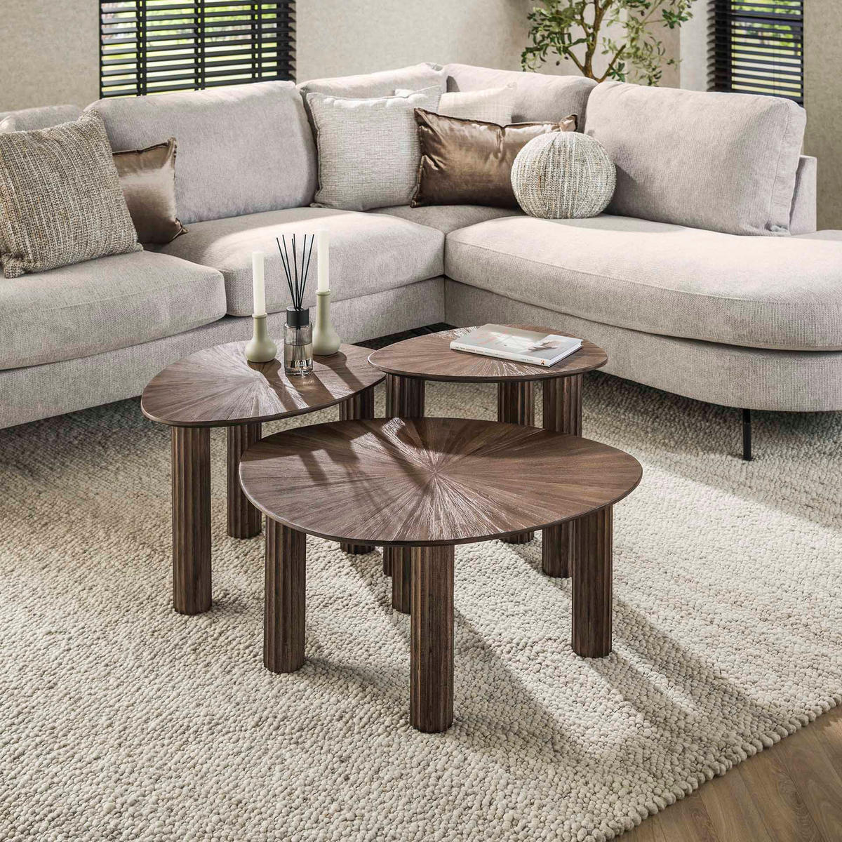 BEISTELLTISCH Maya Braun 61/76/38 cm 3er-Set - Braun, Holz (61/76/38cm) - Hoyz Collection