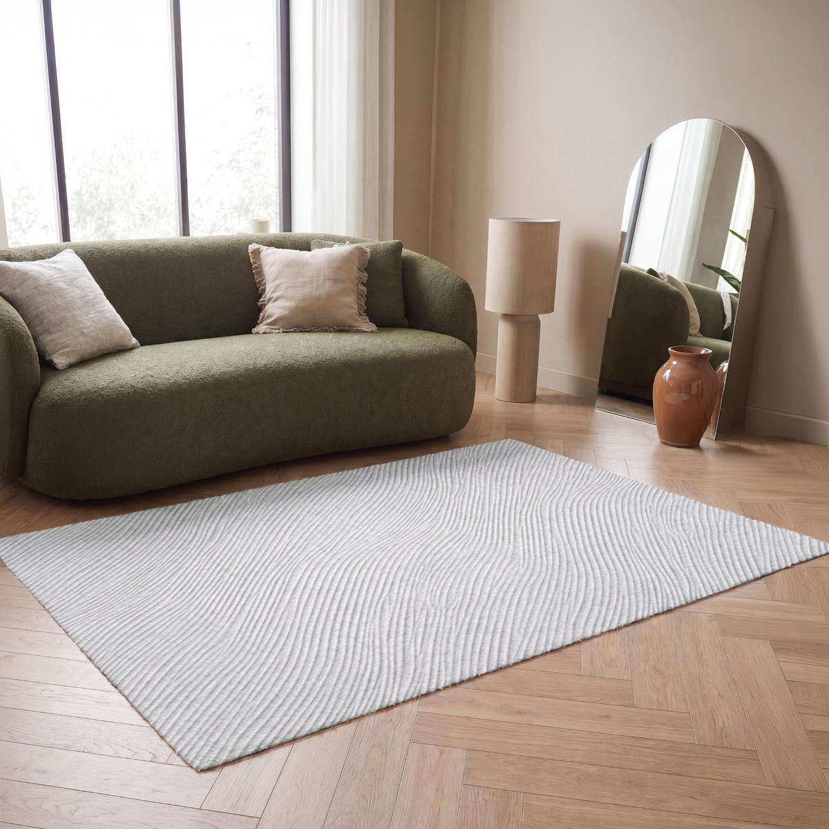 KOBERCE - Vlny - rebrovanie - biele - 180x120 cm - biela, textil/plast (180/0.4cm) - OnlyWow