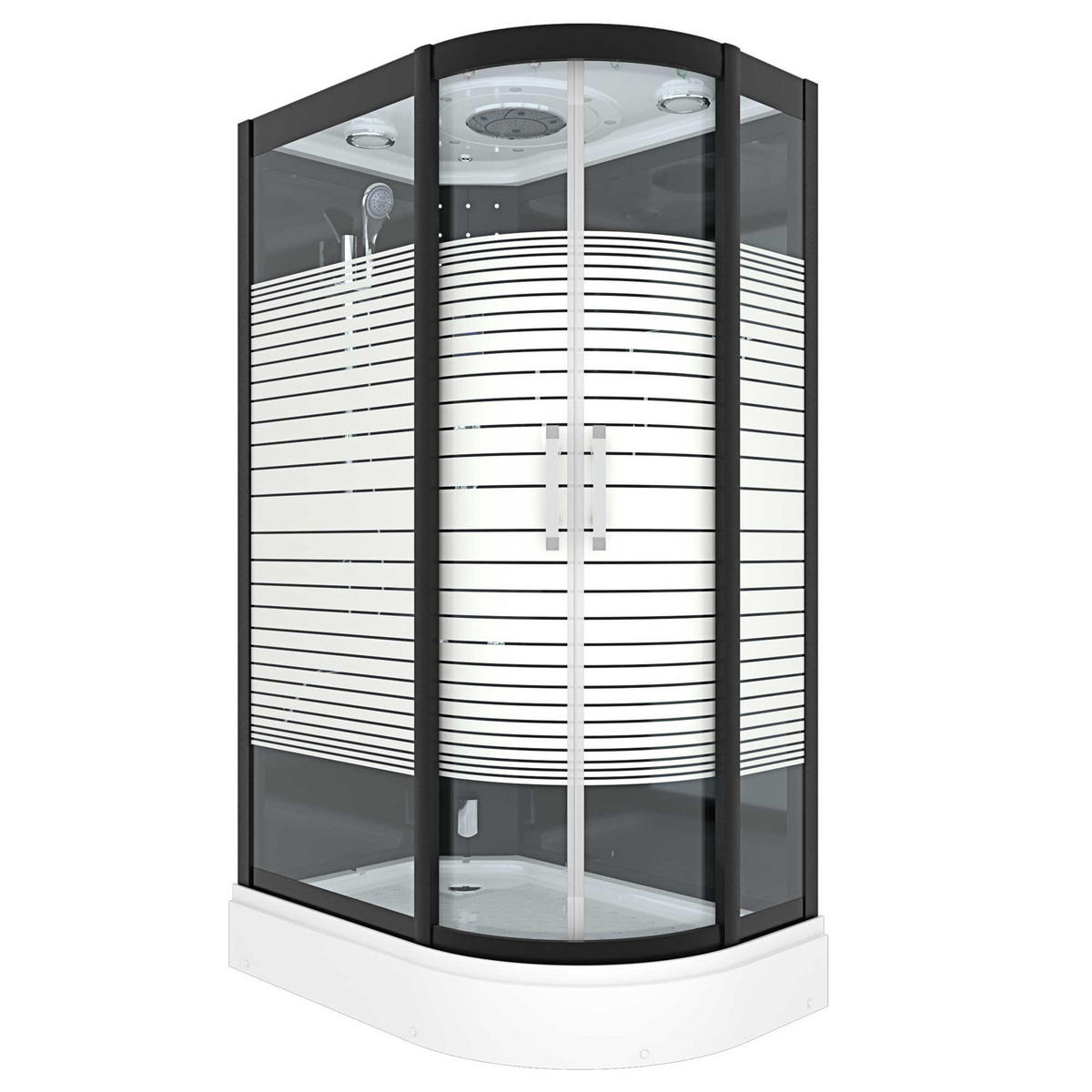 DAMPFDUSCHE Sauna Duschkabine D30-73M3R-EC 80x120 cm - Schwarz, Glas/Kunststoff (80/120/215cm) - AcquaVapore by Sandra Jentho