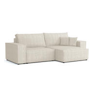 ECKSOFA MATT 255/153 cm rechts in Cord Creme - Creme/Schwarz, Holz/Holzwerkstoff (255/153cm) - Deine Möbel 24