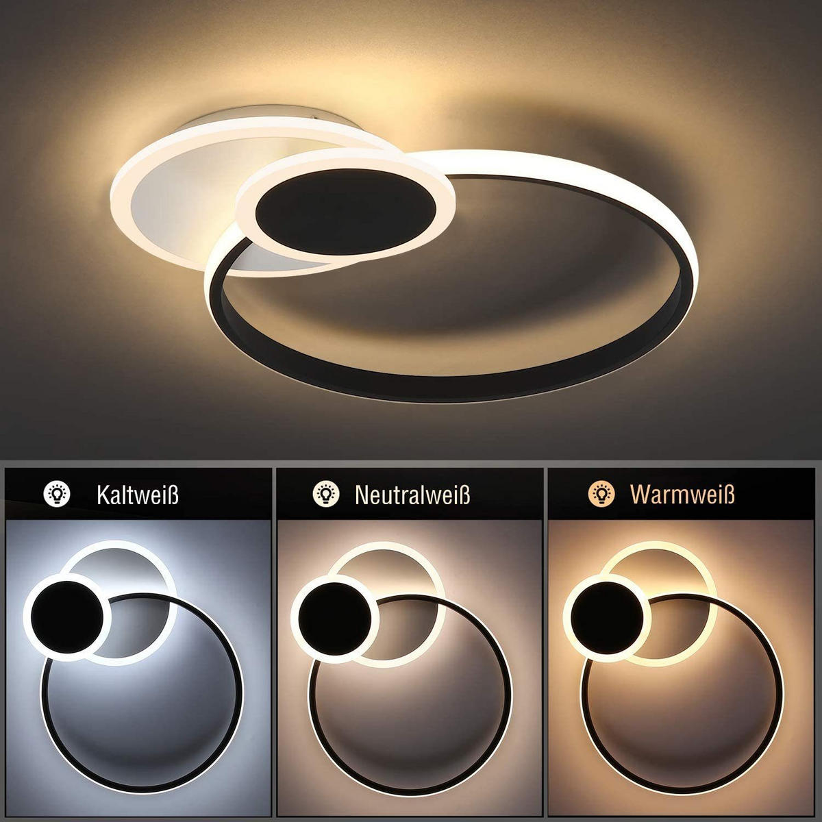 LED-DECKENLEUCHTE Tessj 23/3/23 cm （3er-set） - Weiß, Kunststoff (23/23/3cm) - ZMH