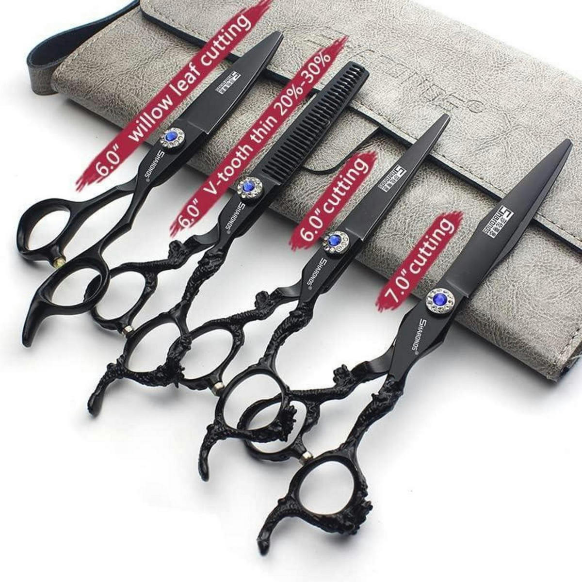 FRISEURSCHEREN Set 7+6 Zoll Edelstahl - Schwarz, Metall (6/1/17.7cm)