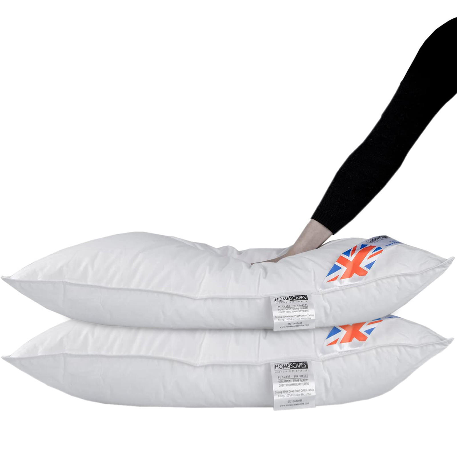 KOPFKISSEN 2er-Set Super-Mikrofaser 48/74 cm - Weiß, Textil (48/74cm) - Homescapes