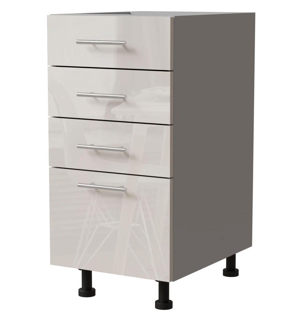 SCHUBLADENUNTERSCHRANK Brerra D4R/40 Korpus grau / Front RAL 9001 creme Hochglanz 40 / 50 / 82 cm - Creme/Grau, Holz/Holzwerkstoff (40/82/50cm) - Feldmann-Wohnen