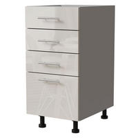 SCHUBLADENUNTERSCHRANK Brerra D4R/40 Korpus grau / Front RAL 9001 creme Hochglanz 40 / 50 / 82 cm - Creme/Grau, Holz/Holzwerkstoff (40/82/50cm) - Feldmann-Wohnen