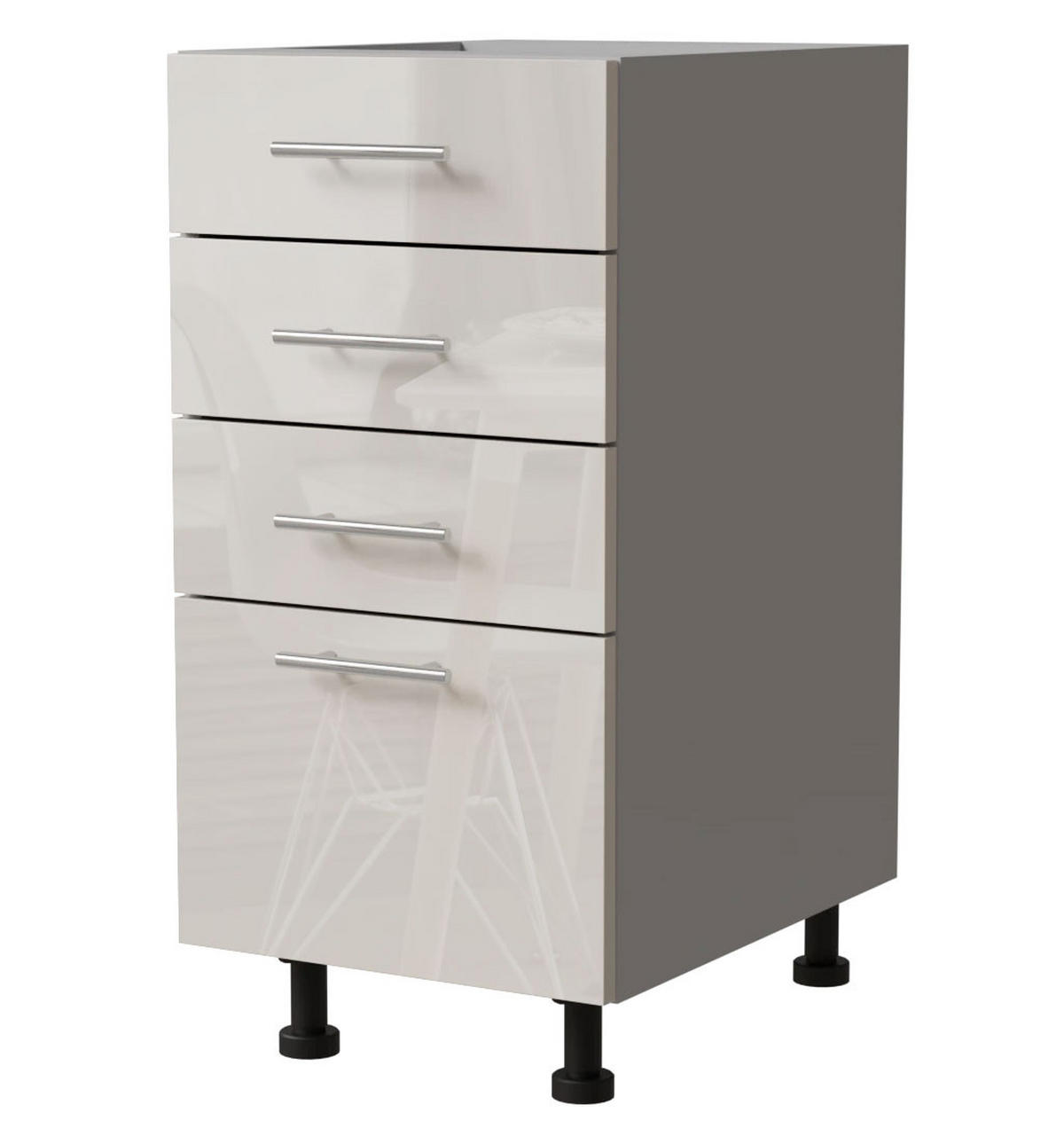 SCHUBLADENUNTERSCHRANK Brerra D4R/40 Korpus grau / Front RAL 9001 creme Hochglanz 40 / 50 / 82 cm - Creme/Grau, Holz/Holzwerkstoff (40/82/50cm) - Feldmann-Wohnen