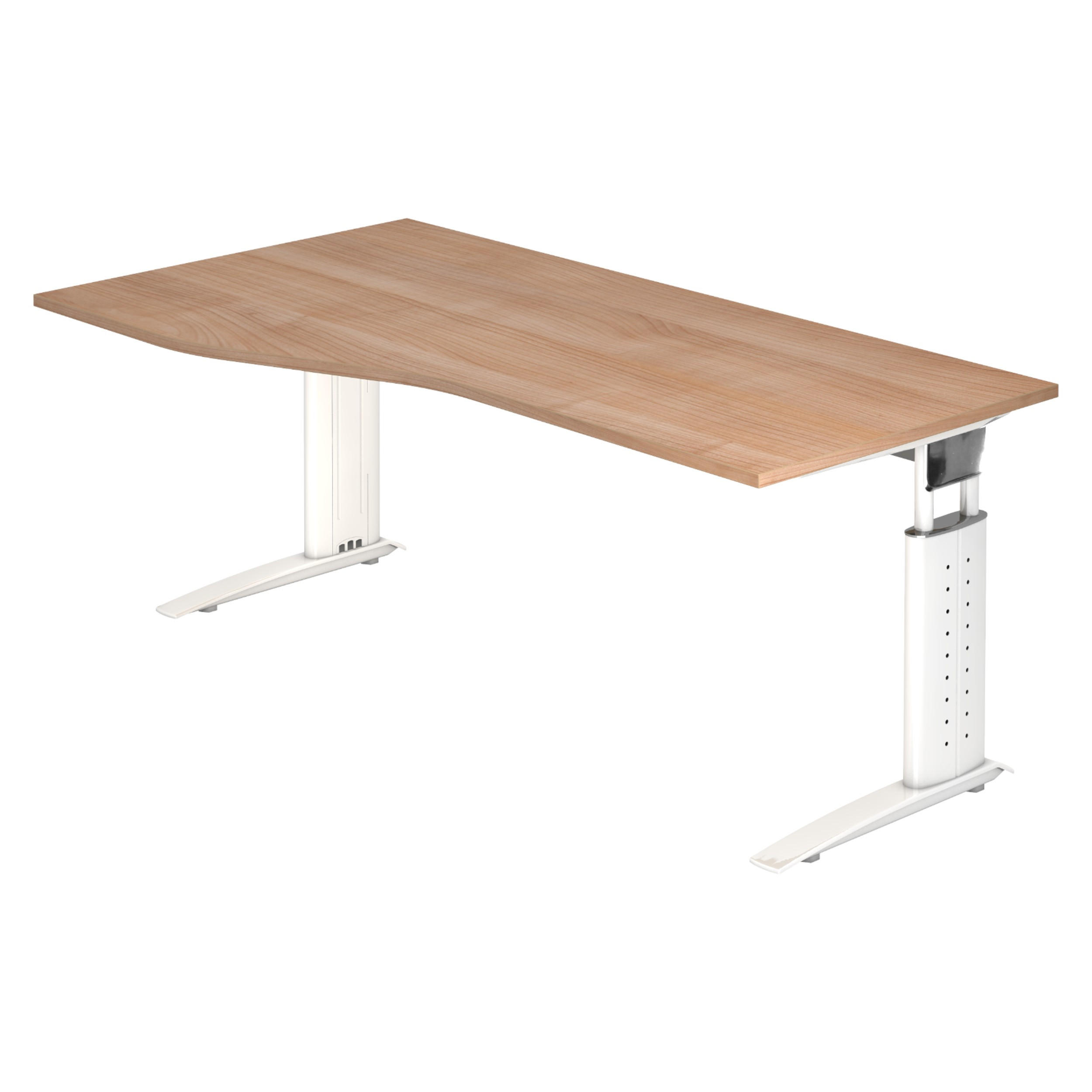 SCHREIBTISCH Serie-U 100/180/74 cm in Nussbaumfarben/Weiß - Nussbaumfarben/Weiß, Holzwerkstoff (100/180/74cm) - bümö