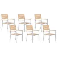 GARTENSTUHL 6er-Set Kunstholz beige/weiß Como - Beige/Weiß, Kunststoff (55/90/55cm) - Beliani