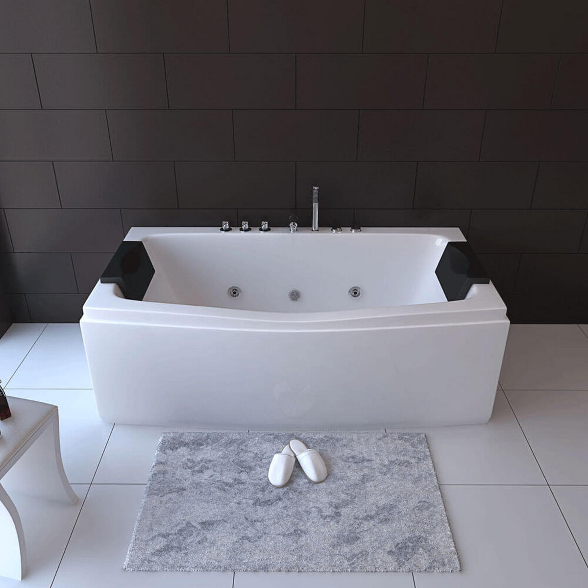 WHIRLPOOL NOOR - Weiß, Keramik (173/84/80cm) - Home Deluxe