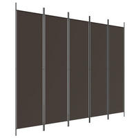 PARAVENT 5-teilig Braun 250/200 Cm Stoff - Braun, Textil (250/200/0.1cm) - vidaXL