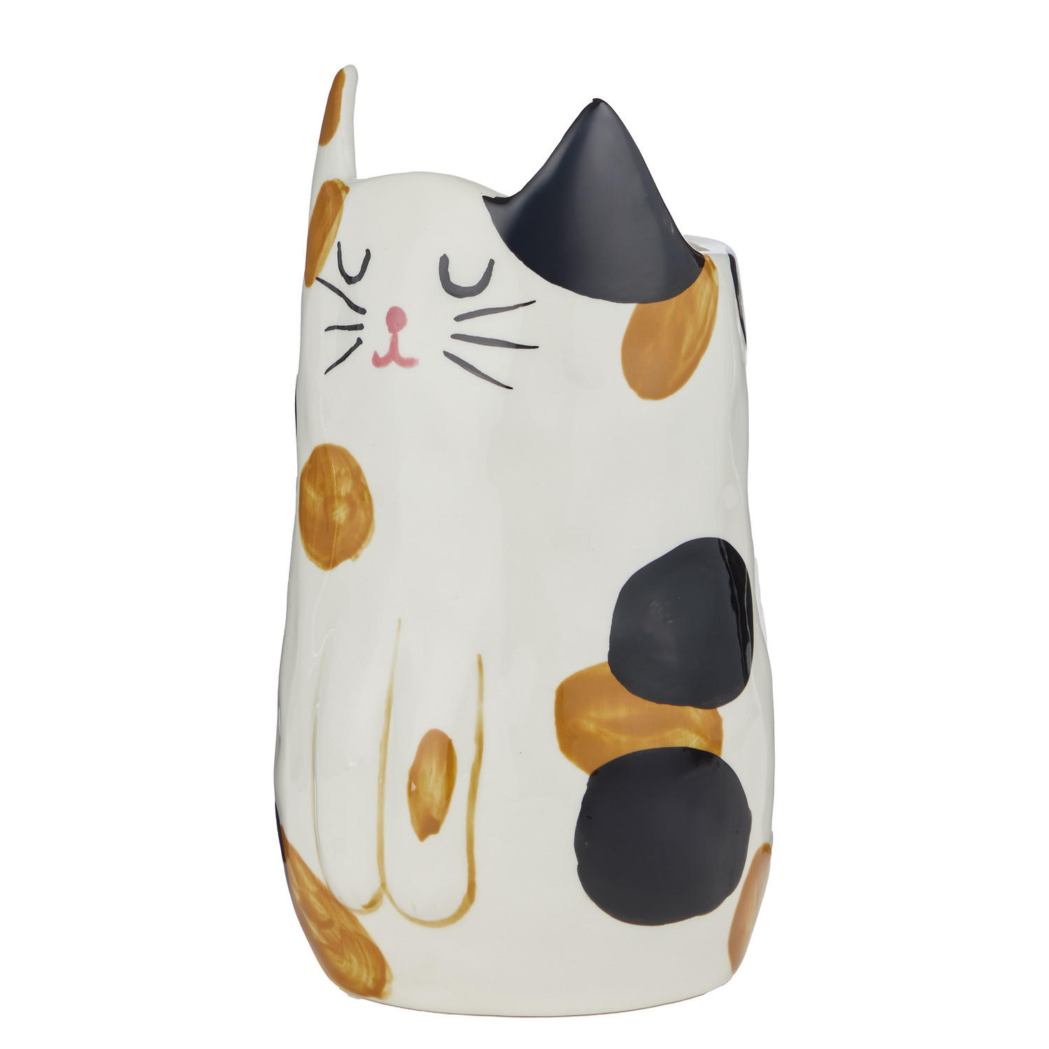 VASE Pablo Katze - Steingut - Beige - Beige/Schwarz, Keramik (20cm) - Butlers