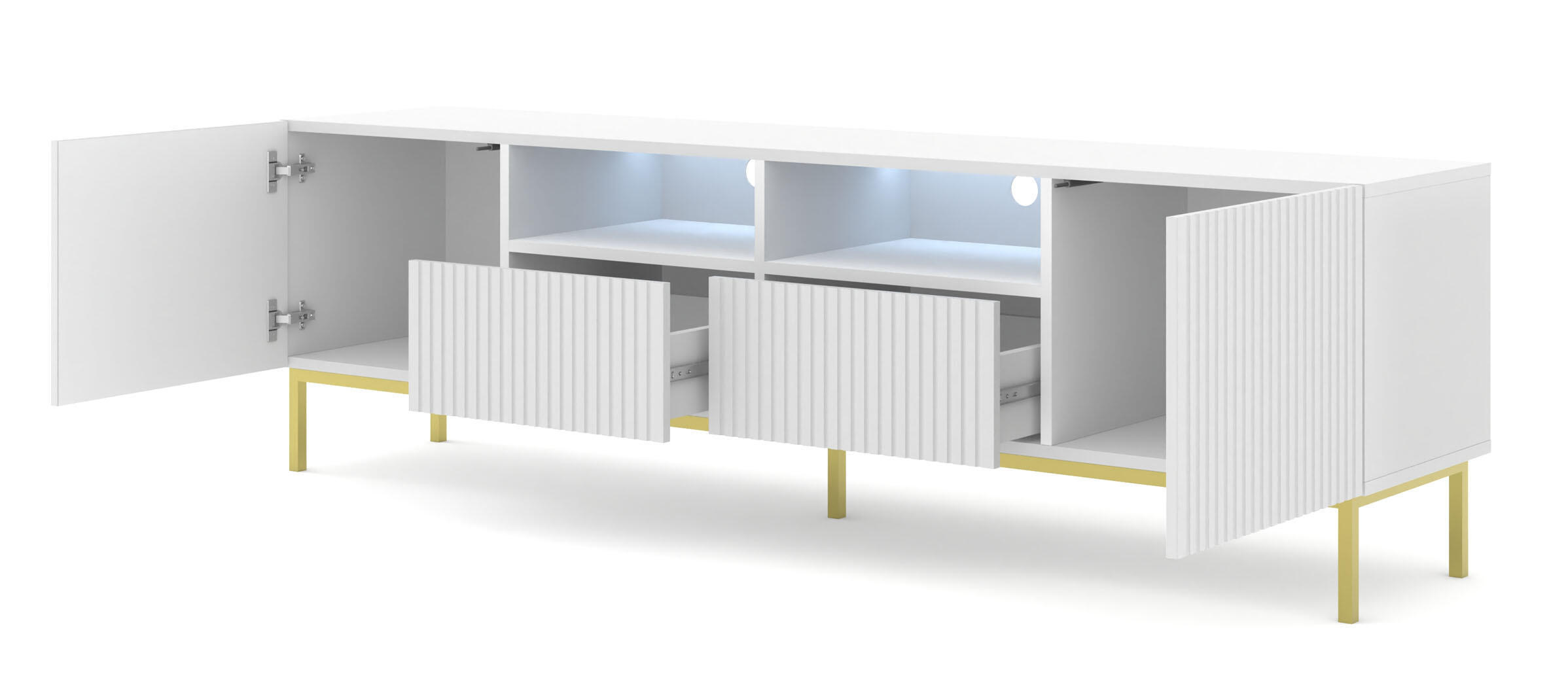 TV-LOWBOARD WEIß - Goldfarben/Weiß, Holzwerkstoff (200/58/42cm) - FURNLUX