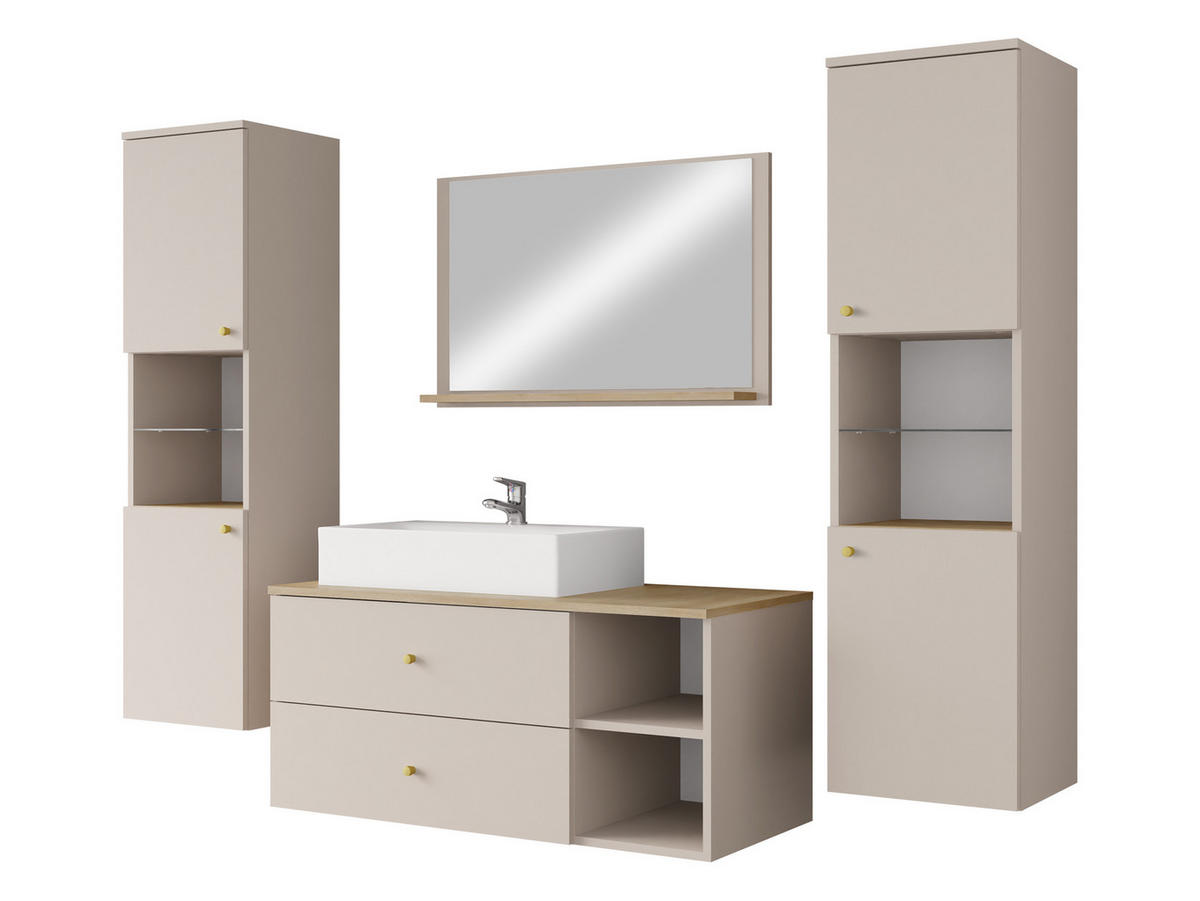 BADMÖBEL-SET Kertos III - Beige/Goldfarben, Holzwerkstoff/Metall (100/57/45cm) - MIRJAN24