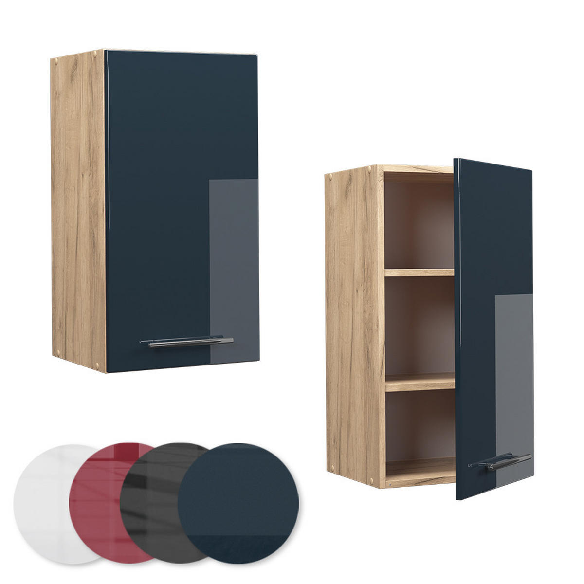 HÄNGESCHRANK Fame-Line Dunkelblau Hochglanz 40 cm - Honigeiche/Eiche Wotan, Holzwerkstoff (40/72/34.1cm) - Vicco