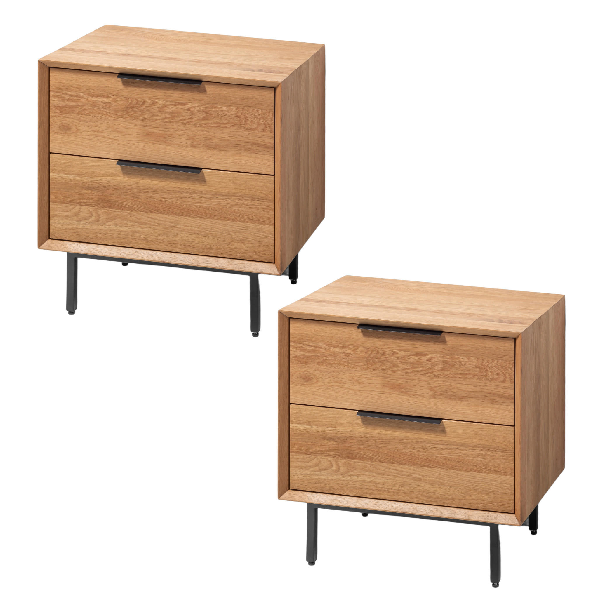 NACHTTISCH Bergen 2er Set, Eiche - Beige, Holz (60/58/45cm) - WOODEK