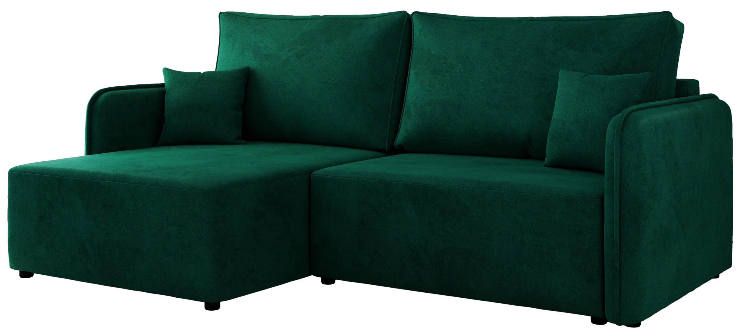 ECKSCHLAFSOFA MESTO L Dunkelgrün Velvet - links - Dunkelgrün/Schwarz, Kunststoff/Textil (227/147cm) - MKS