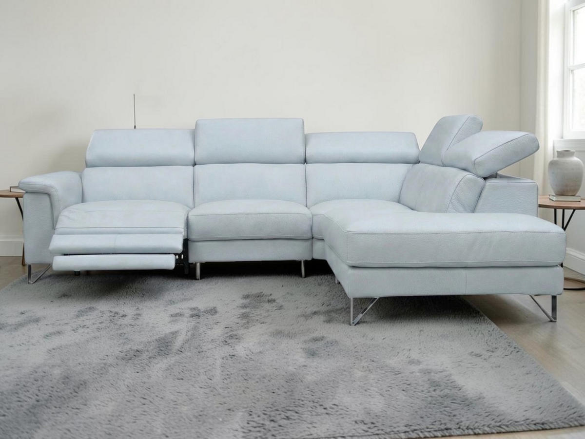 ECKSOFA Antares Echtleder mit 1 x Relaxfunktion Weiß - Weiß, Leder/Metall (276/224cm)