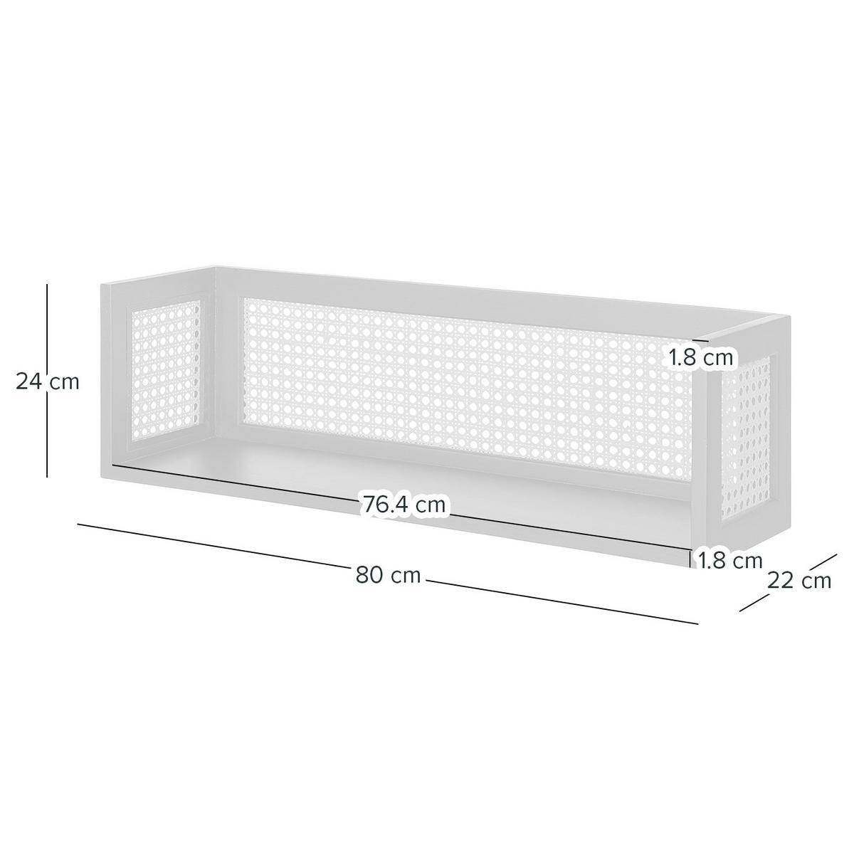 WANDREGAL - Wiener Geflecht / Echtholzfurnier - Eichefarben, Naturmaterialien (80/24/22cm) - home24