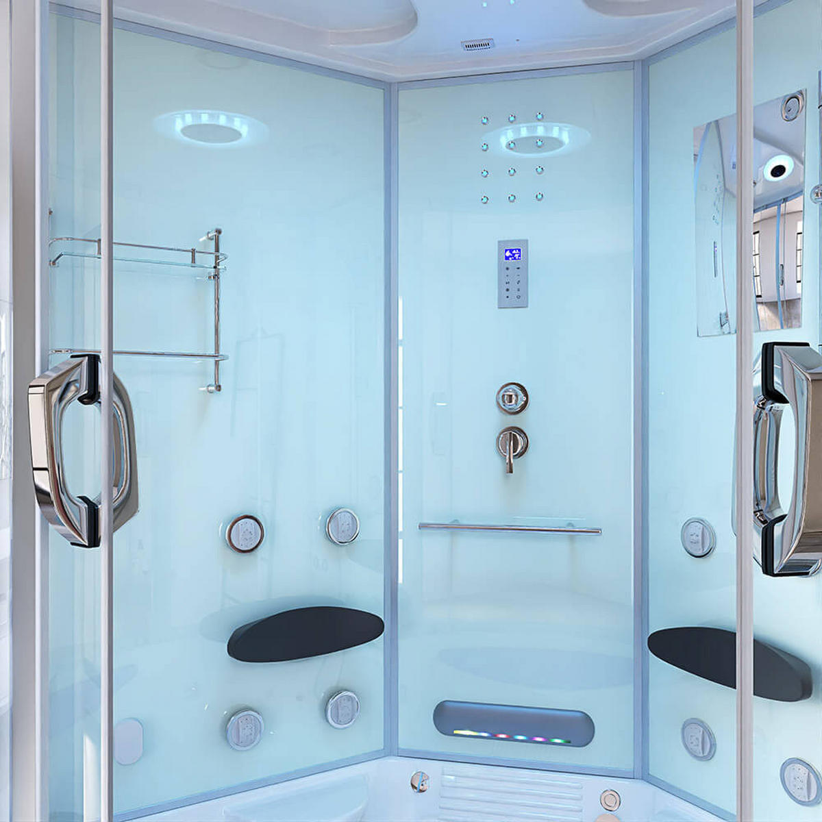DAMPFDUSCHE EXCLUSIVE - Weiß - Weiß, Glas (150cm) - Home Deluxe
