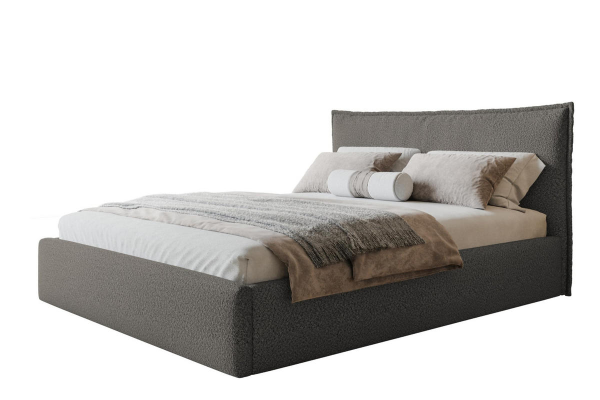 BETT 90x200 - Polsterbett mit Bettkasten und Metallrahmen - Modern Betten - Kuscheliger Catch-Me-Stoff - Kollektion Verona - Grau - Grau, Holz/Textil (90/200cm) - Alpi-Möbel