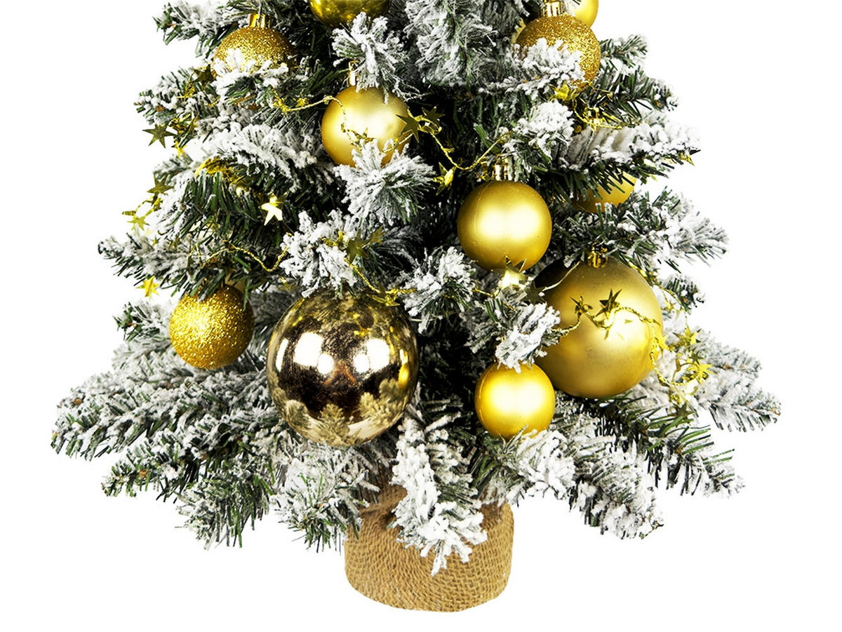 LAALU WEIHNACHTSBAUM geschmückt künstlich GOLDEN CHRISTMAS 60 cm mit LED-Beleuchtung IN FLOWER - Goldfarben/Weiß, Kunststoff (60cm) - LAALU