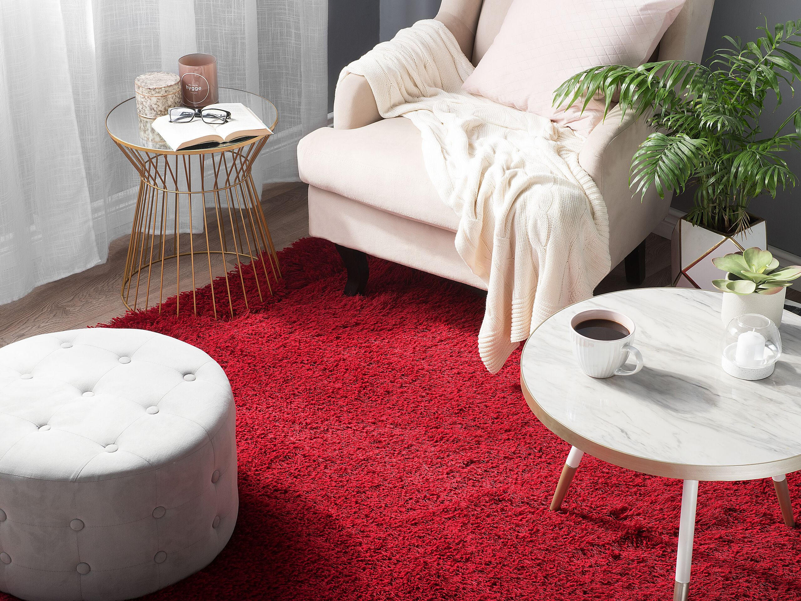 SHAGGY-TEPPICH Cide 200/140 cm - Rot, Kunststoff (140/200cm) - Beliani