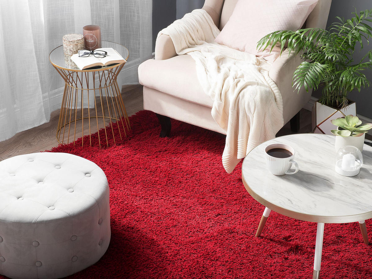 SHAGGY-TEPPICH Cide 200/140 cm - Rot, Kunststoff (140/200cm) - Beliani