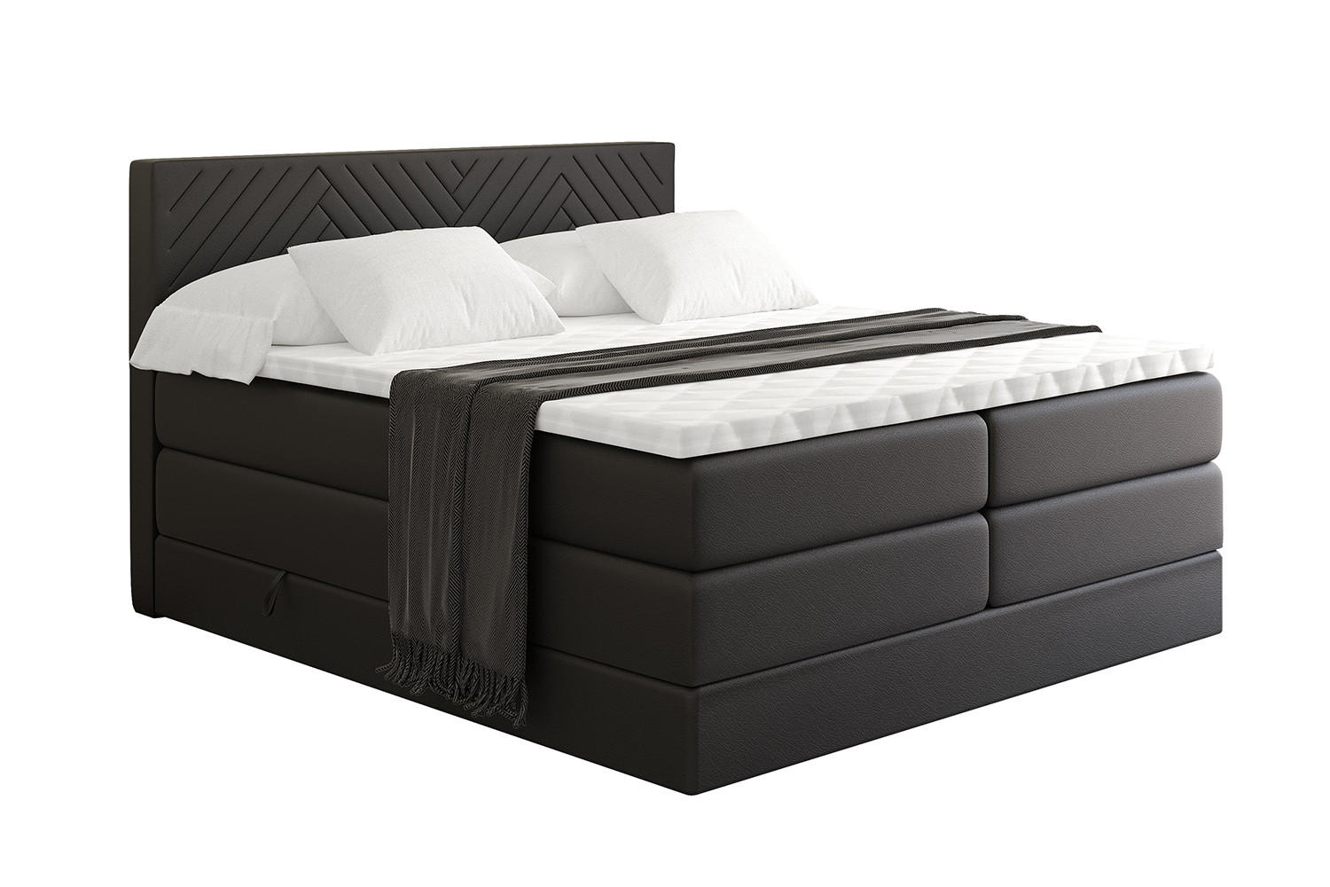 Altdecor Boxspringbett Schwarz 140x200 cm