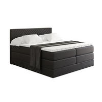 BOXSPRINGBETT mit Matratze H3|H4 und Lattenrost - VEXA KING-160x200 - Schwarz - Schwarz, Holzwerkstoff (160/200cm) - ALTDECOR