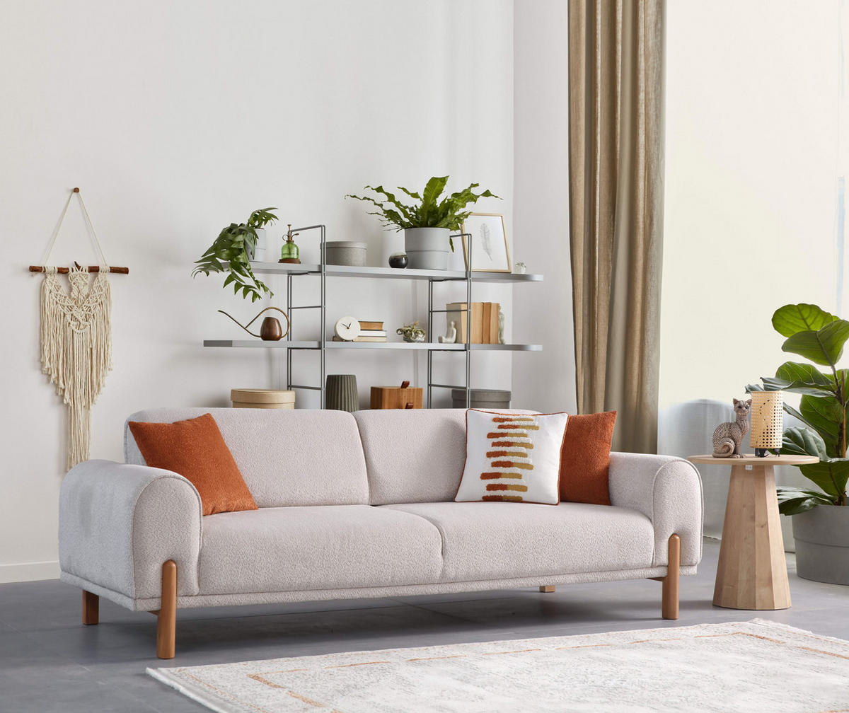 2-SITZER Sofa RUBIN, Beige - Beige, Leder/Holz (185/81/93cm) - Villa Möbel