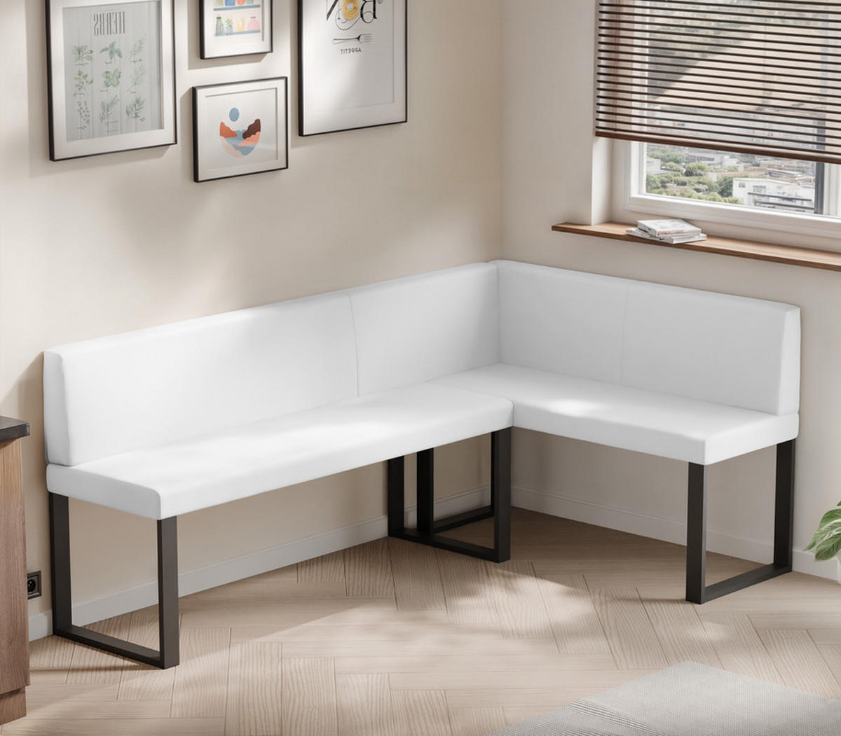 ECKBANK rechts SANA U Kunstleder glatt, 142/196 cm Weiß - Weiß, Kunststoff/Textil (142/196cm) - Idohome