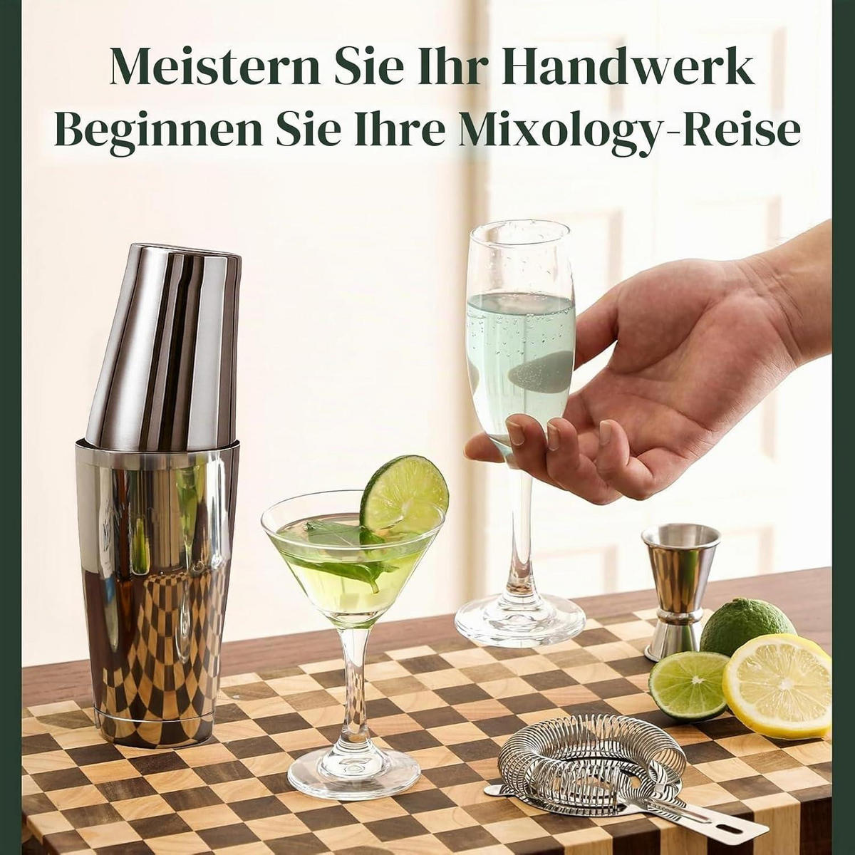 COCKTAIL Shaker Set 16-teiliges Set Edelstahl - Silberfarben, Metall (15/10/25cm)