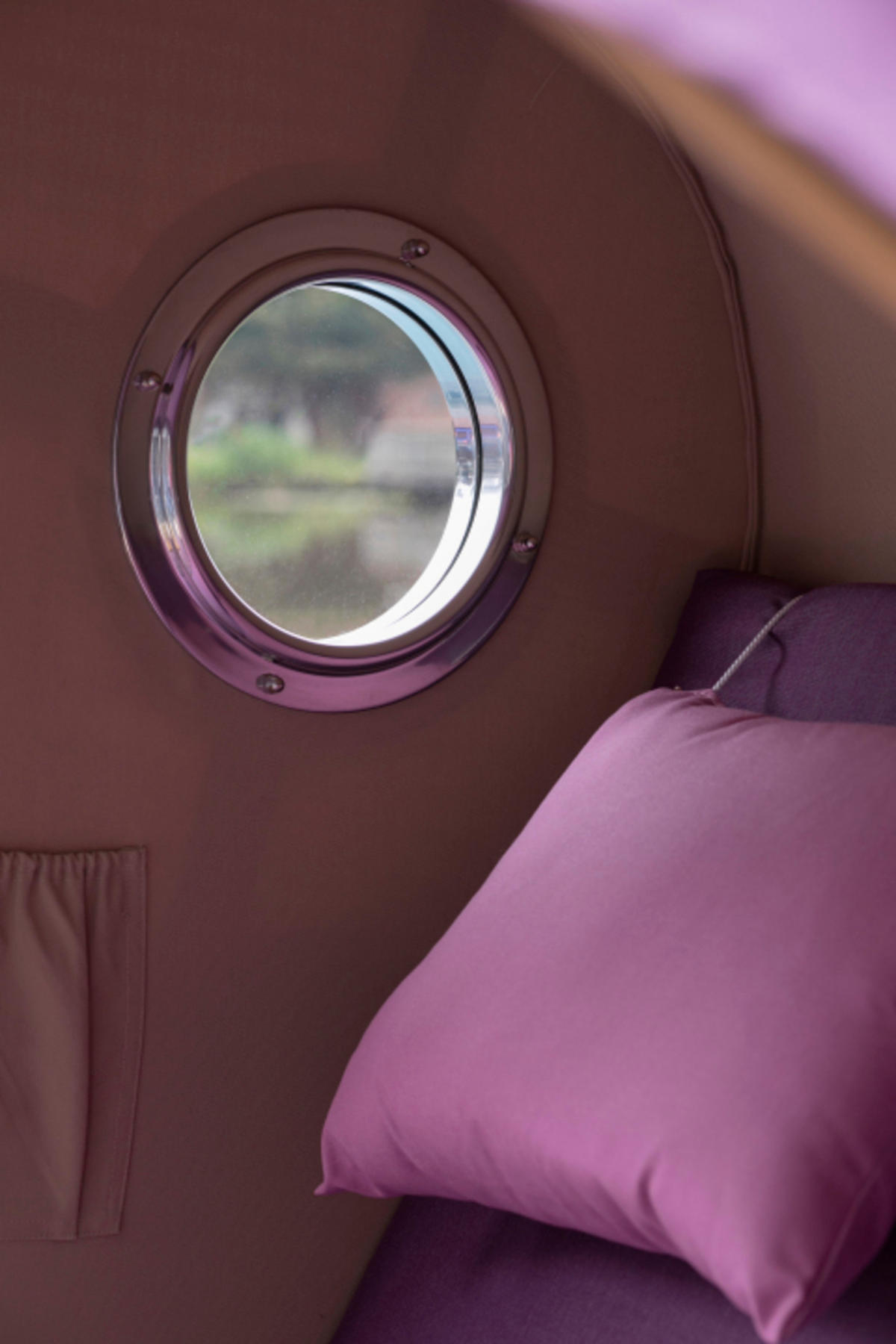 STRANDKORB Düne Grande Bullauge Teak PE Grey Dessin 590 - Violett/Lila, Metall (142/170/95cm) - Mr. Deko