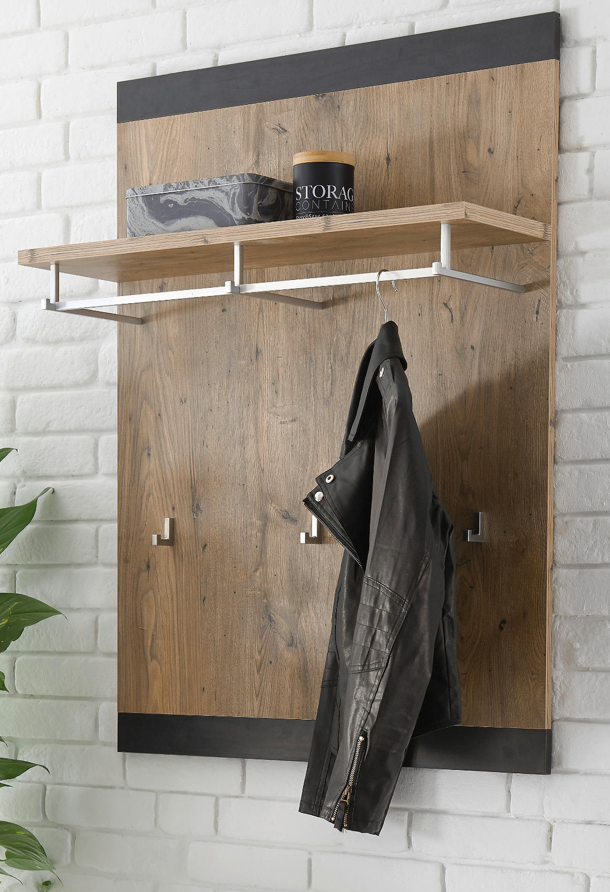 GARDEROBENPANEEL Kastanie grau Fresco , Flur Wandgarderobe, 80 x 107 cm - Kastanienfarben/Grau, Holzwerkstoff (80/107/25cm) - Furn.Design