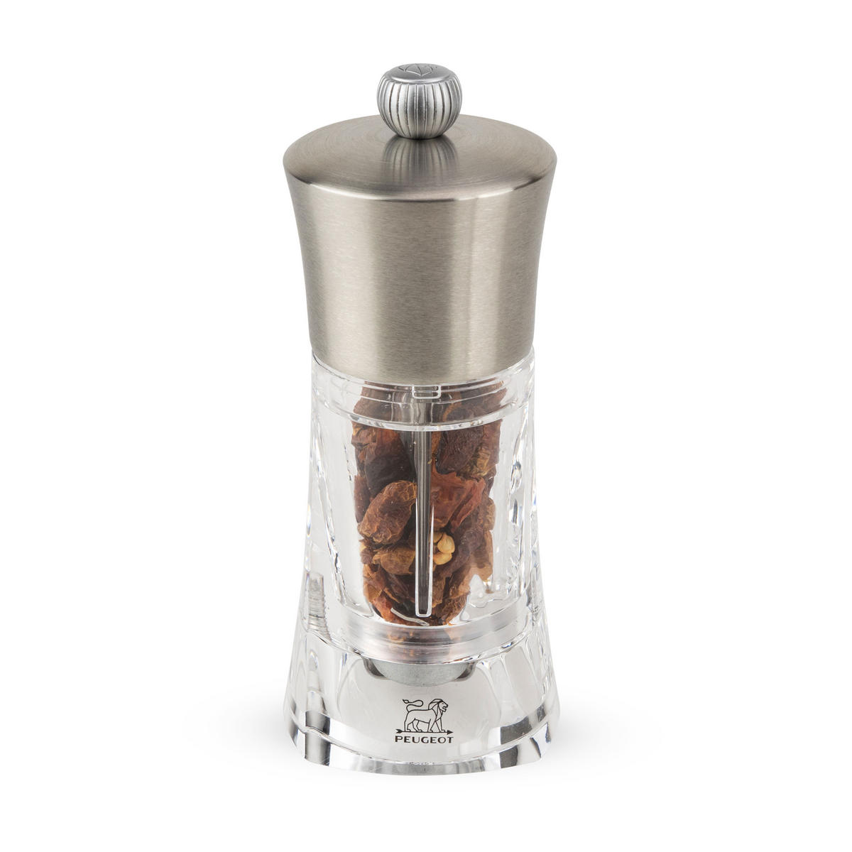 CHILIMÜHLE Ouessant 14cm Edelstahl Gewürzmühle Buchenholz Stahlmahlwerk - Transparent, Kunststoff (7/14/7cm) - PEUGEOT