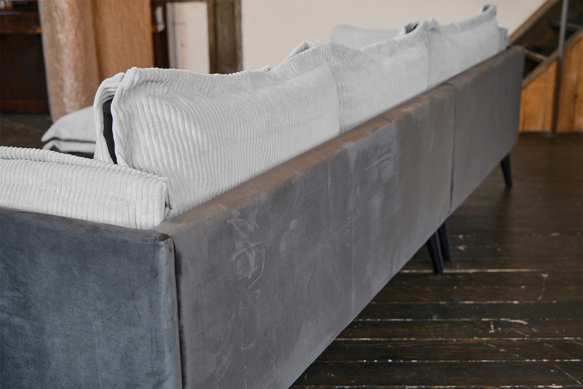 ECKSOFA QUENYA Hellgrau Velvet - Hellgrau/Schwarz, Textil (294/184cm) - KAWOLA