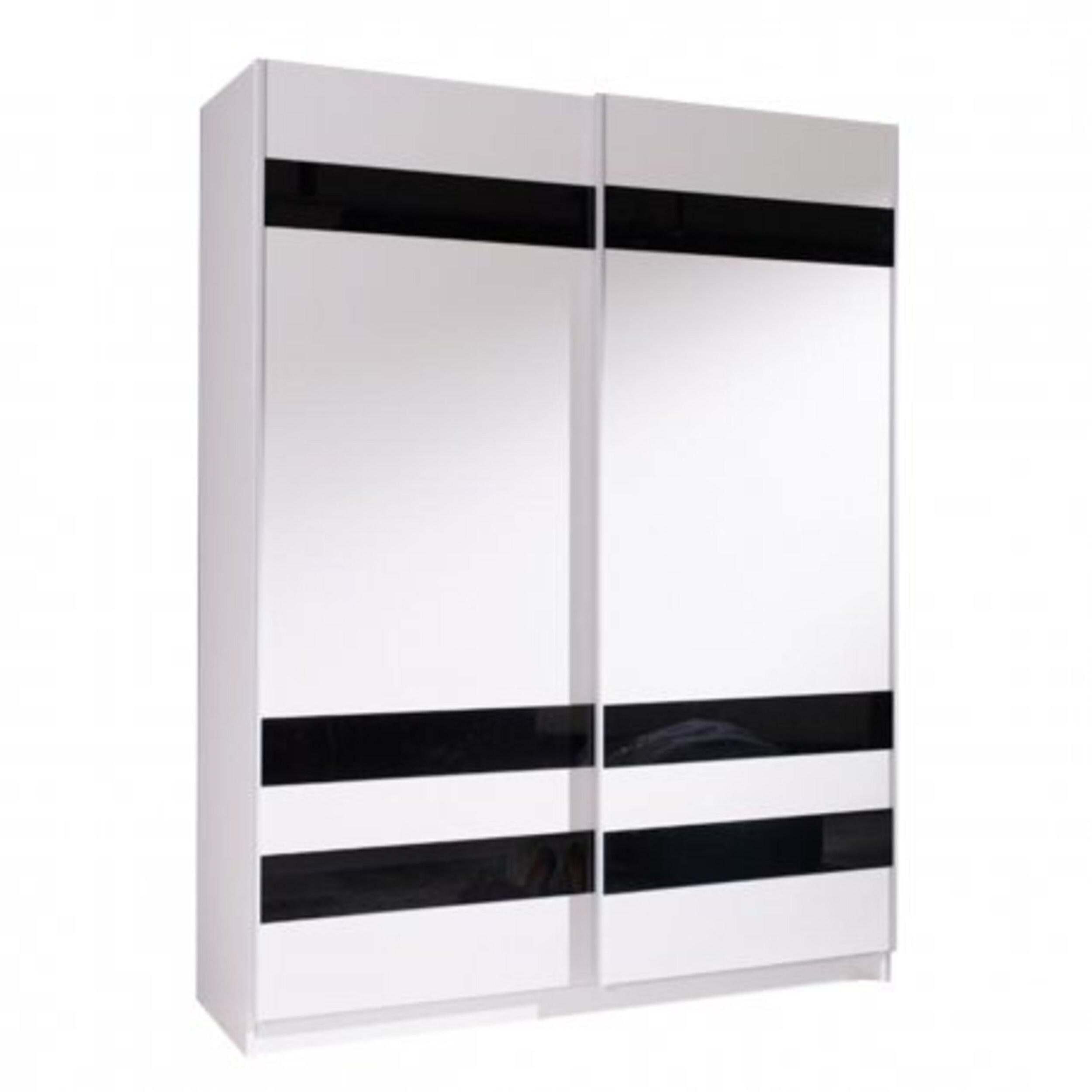 SCHIEBETÜRENSCHRANK - Kleiderschrank Ada VIII Weiß + Schwarz - Schwarz/Weiß, Holzwerkstoff (150/206/62cm) - Möblo