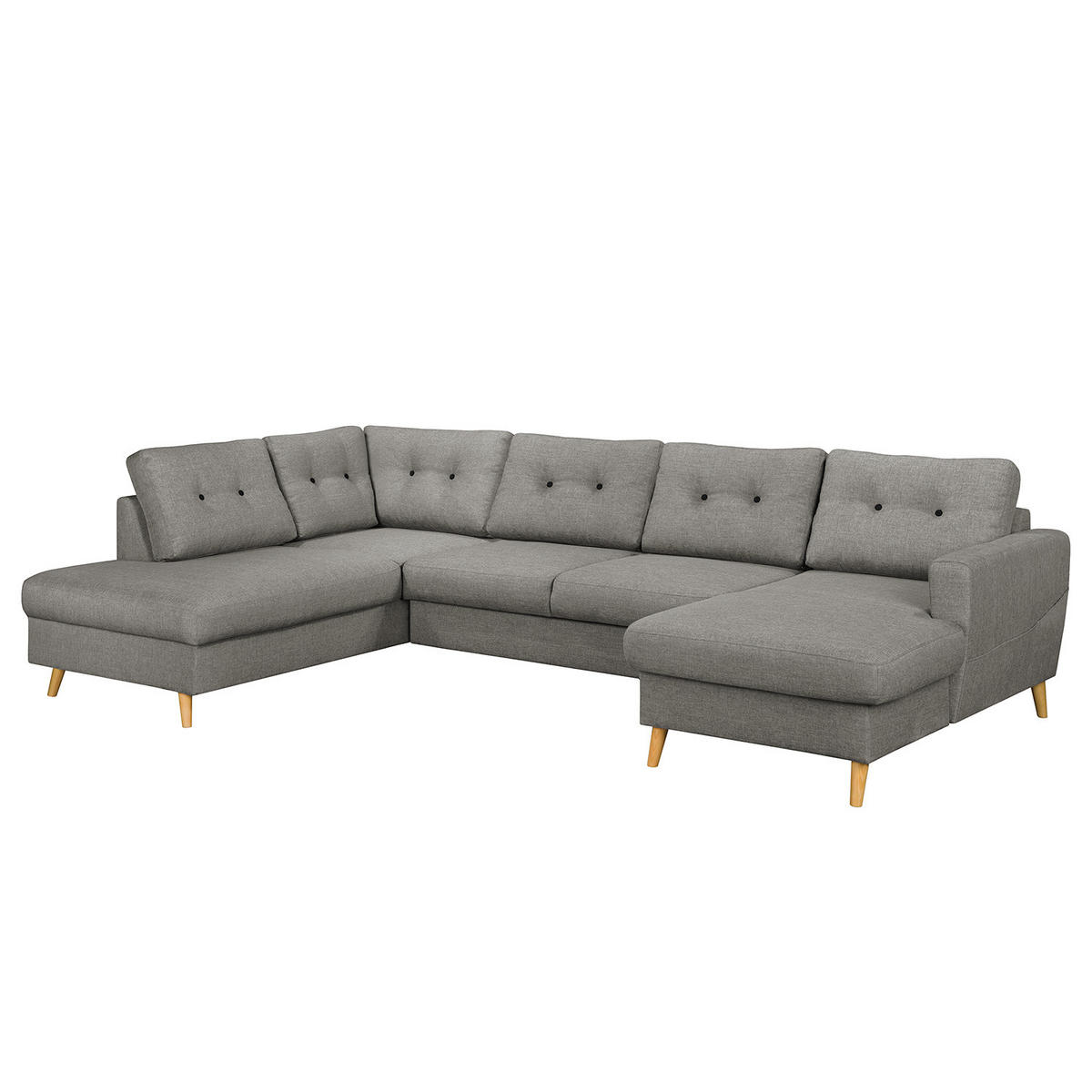 WOHNLANDSCHAFT mit Longchair - Grau, Textil (290/90/200cm) - home24