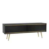 TV-SCHRANK Torina Schwarz, mit goldenen Beinen - Goldfarben/Schwarz, Holzwerkstoff/Metall (150/50/40cm) - Bettso