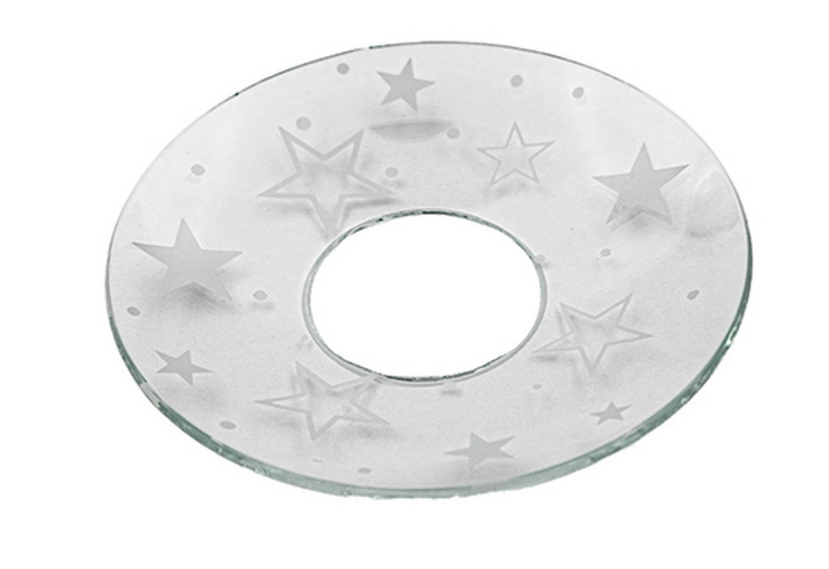 GLAS-KERZENMANSCHETTE (Bobeches) "Sternenregen" für Kerzen bis Ø 25 mm - Transparent, Paraffin (7/0.2/7cm) - Holfeuer Crystal Design