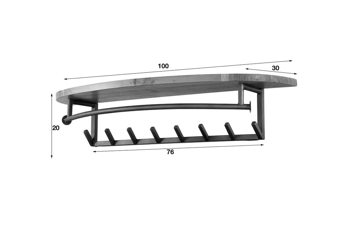 GARDEROBE LUANA Schwarz Akazie - Schwarz, Metall (100/20/30cm) - KAWOLA