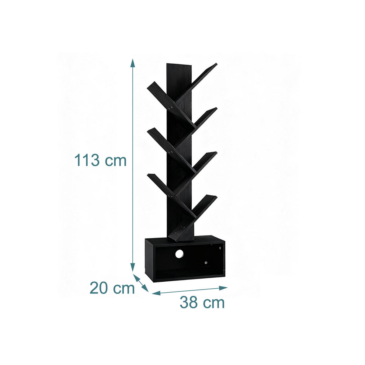 BÜCHERREGAL - Schwarz, Holzwerkstoff (38/113/20cm) - Relaxdays