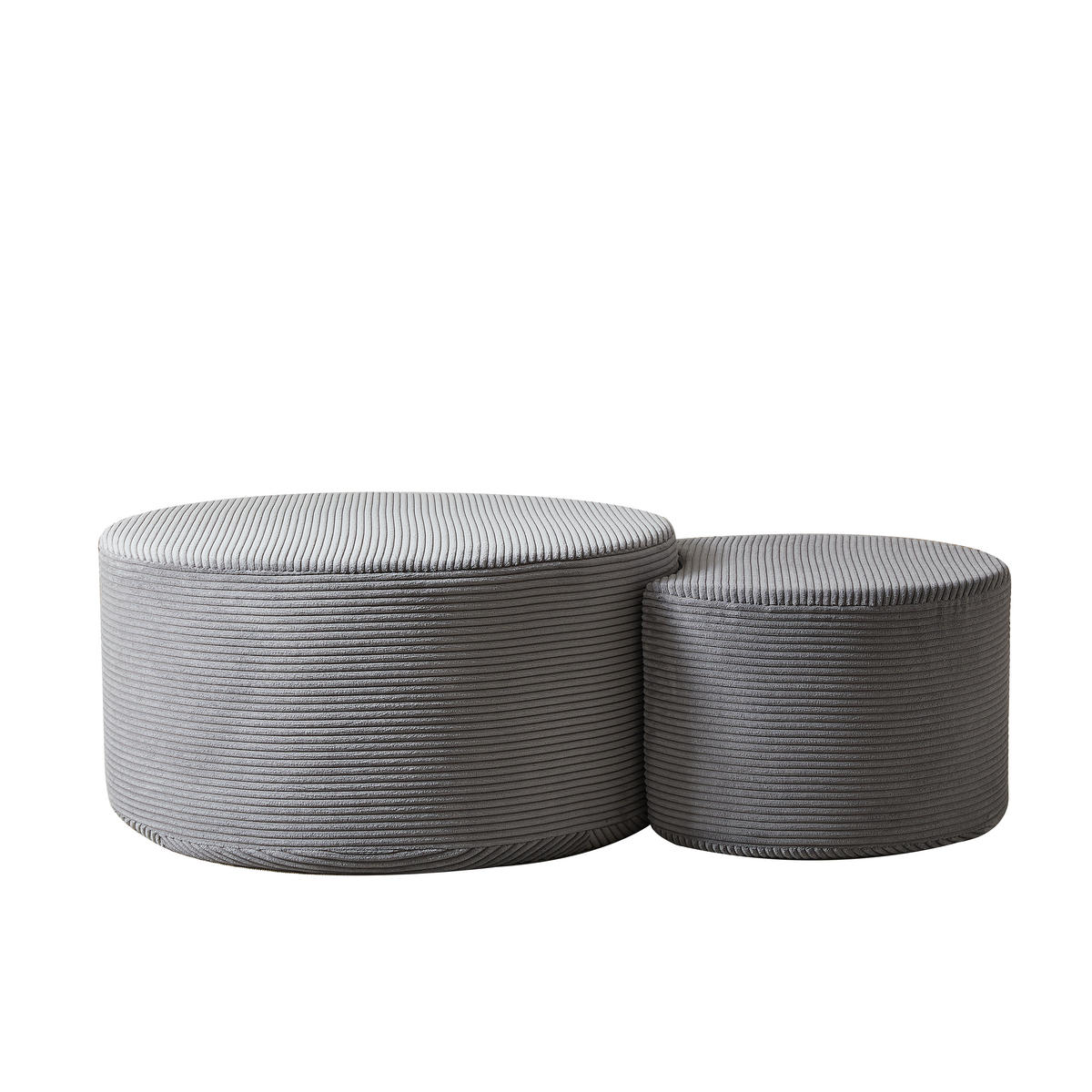 COUCHTISCH Set 2-teilig grau mit gepolstertem Design - Grau, Holzwerkstoff (127/81/40cm) - OKWISH