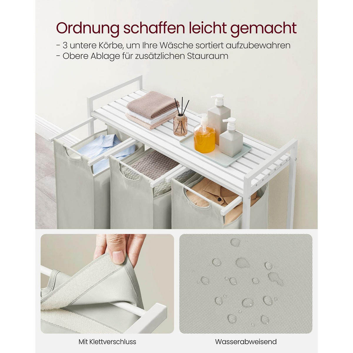 WÄSCHEKORB RIYADH - Weiß, Metall (33/72/92.5cm) - Hansiro