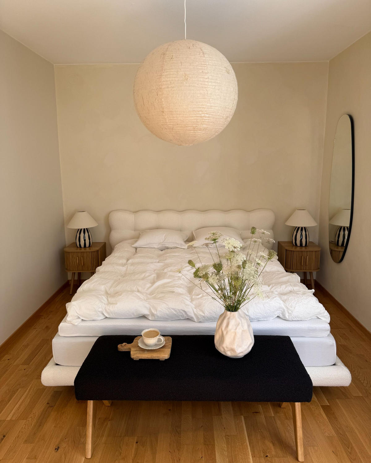 BETT mit Lattenrost 180/200 cm Bouclé Cremeweiß Soulisse - Creme, Textil (180/200cm) - Beliani