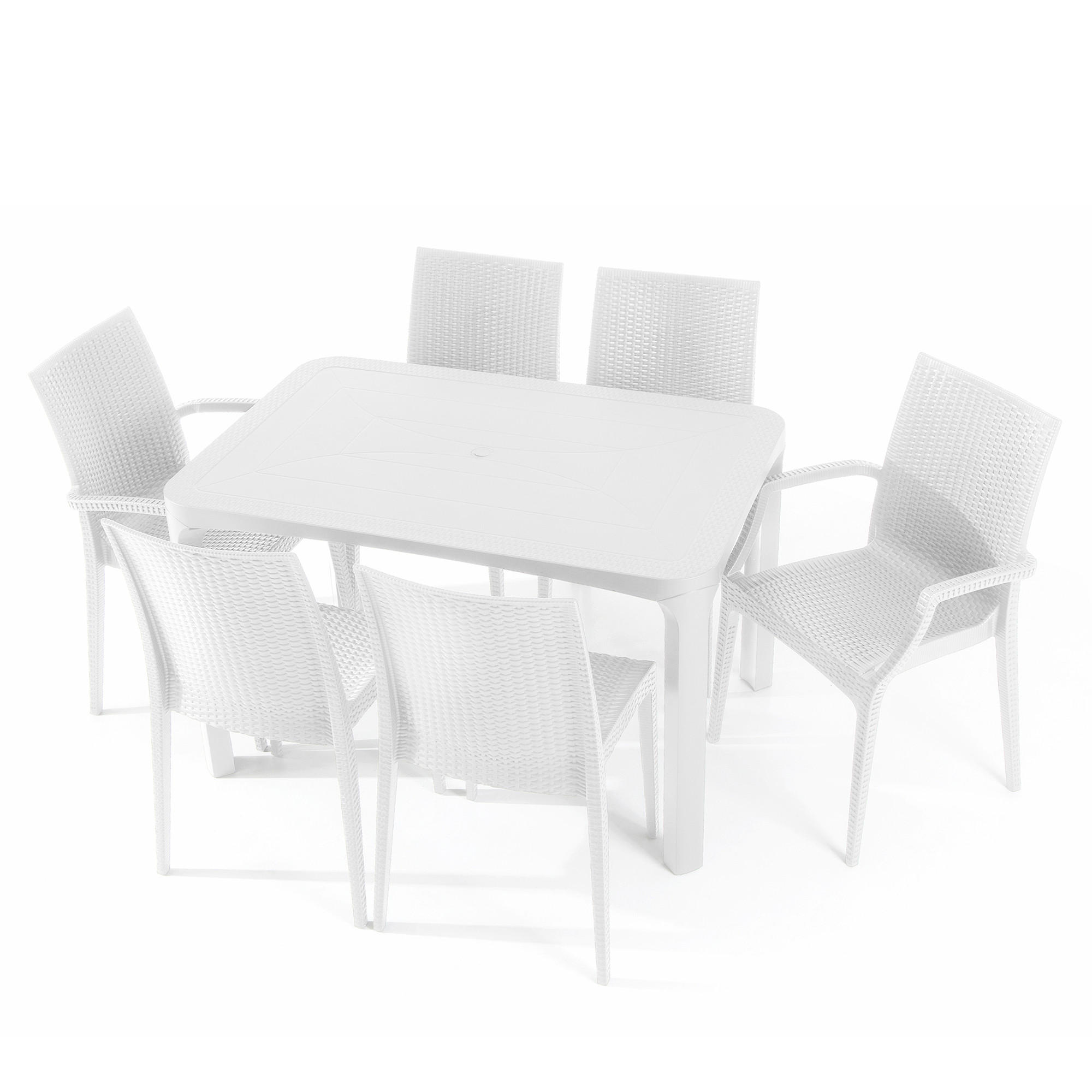 GARTENMÖBEL-SET LEOPSI, ETULI 7-tlg, Weiß - Weiß, Kunststoff - KONSIMO®