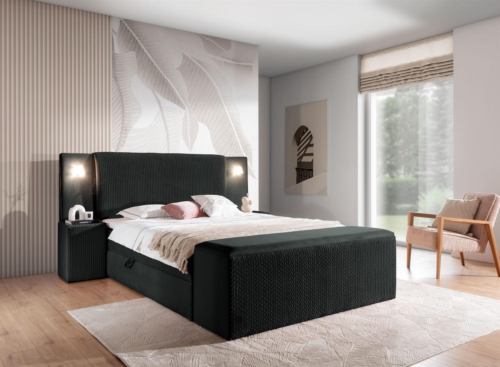 Thumbnail - Fun Möbel Boxbett, Schwarz, Textil, 160x220 cm, Schlafzimmer, Betten, Boxspringbetten