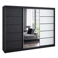 SCHWEBETÜRENSCHRANK 200 cm VILANO 2 Farbe: Schwarz, Schwarz, Weiß - Schwarz/Weiß, Holzwerkstoff (200/215/59.5cm) - A&J MöbelLand
