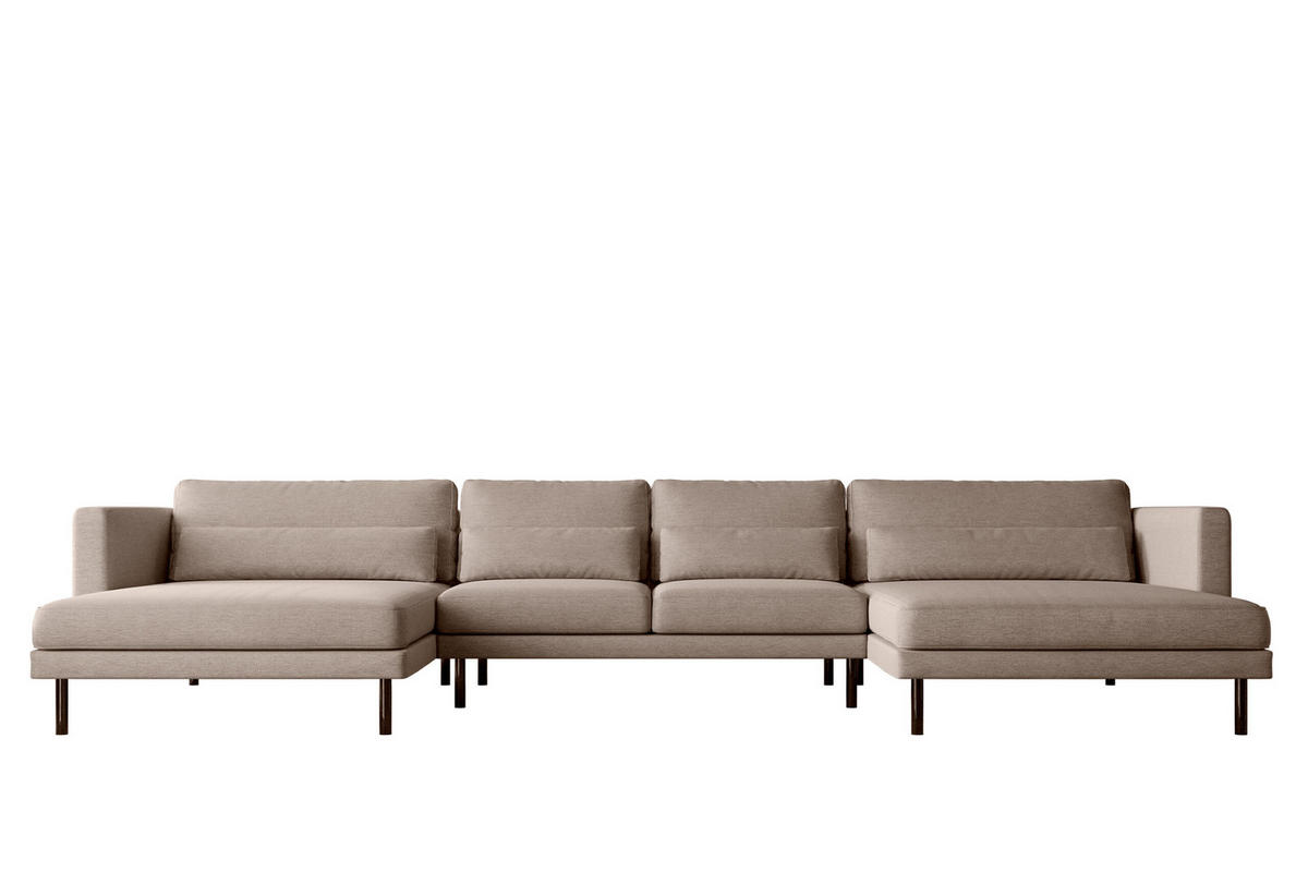ECKSOFA DANI In U-Form Stilvolles Stoff Verita Warmbeige - Cappuccino, Holz/Textil (174/391cm) - Kaiser Möbel