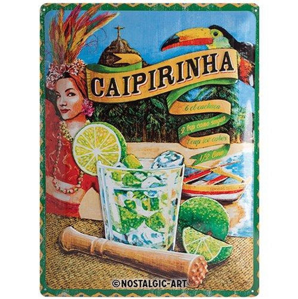 BLECHSCHILD 30/40 cm Open Bar Caipirinha - Multicolor, Metall (30/40/0.2cm) - Nostalgic-Art